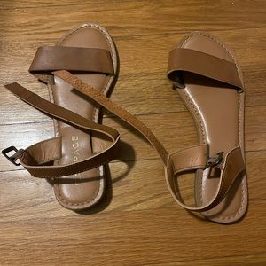 Brown ankle strap sandals - size 6